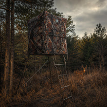 Load image into Gallery viewer, RuskBlinds 6 Ft Tripod Hunting Tower Blind, 2-Man Elevated Hunting Stand, 4' x 4' Camo Platform for Deer, Antelope, Elk Hunting
