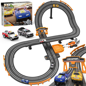 Slot Car Race Track Sets with 1:64 High-Speed Slot Cars, Battery or Electric Car Track, Dual Racing Game Lap Counter Circular