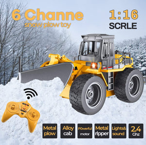 Snow Plow 1/18 RC Front Loader Tractor 2.4Ghz Construction Vehicles with Light & Sound for Kids