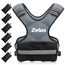 Load image into Gallery viewer, ZELUS Weighted Vest for Men and Women, Adjustable Body Weight Vest Exercise Set for Workouts, 4-10lb/11-20lb/20-32lb with 6 Ironsand Weights for Cardio Strength Training Walking Jogging, 11-20lb. Gray

