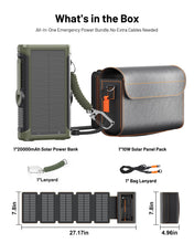 Load image into Gallery viewer, SISIXILE Solar Charger Power Bank Pack: 20000mAh Wireless Portable Charger with 10W Foldable 5 Panels Storage Bag,Hand Crank Emergency &amp; 20W PD Fast Charging External Battery for Camping Travel
