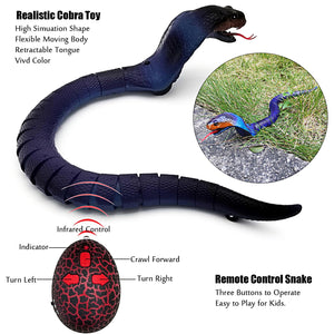 RC Snake Infrared Remote Control Cobra Fake Realistic Naja Animal Crawling Vehicle Scary Trick (Blue)
