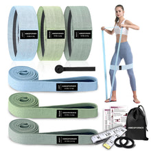 Load image into Gallery viewer, HIMESPORNER 9 PCS Fabric Resistance Bands Set for Working Out-Blue and Green
