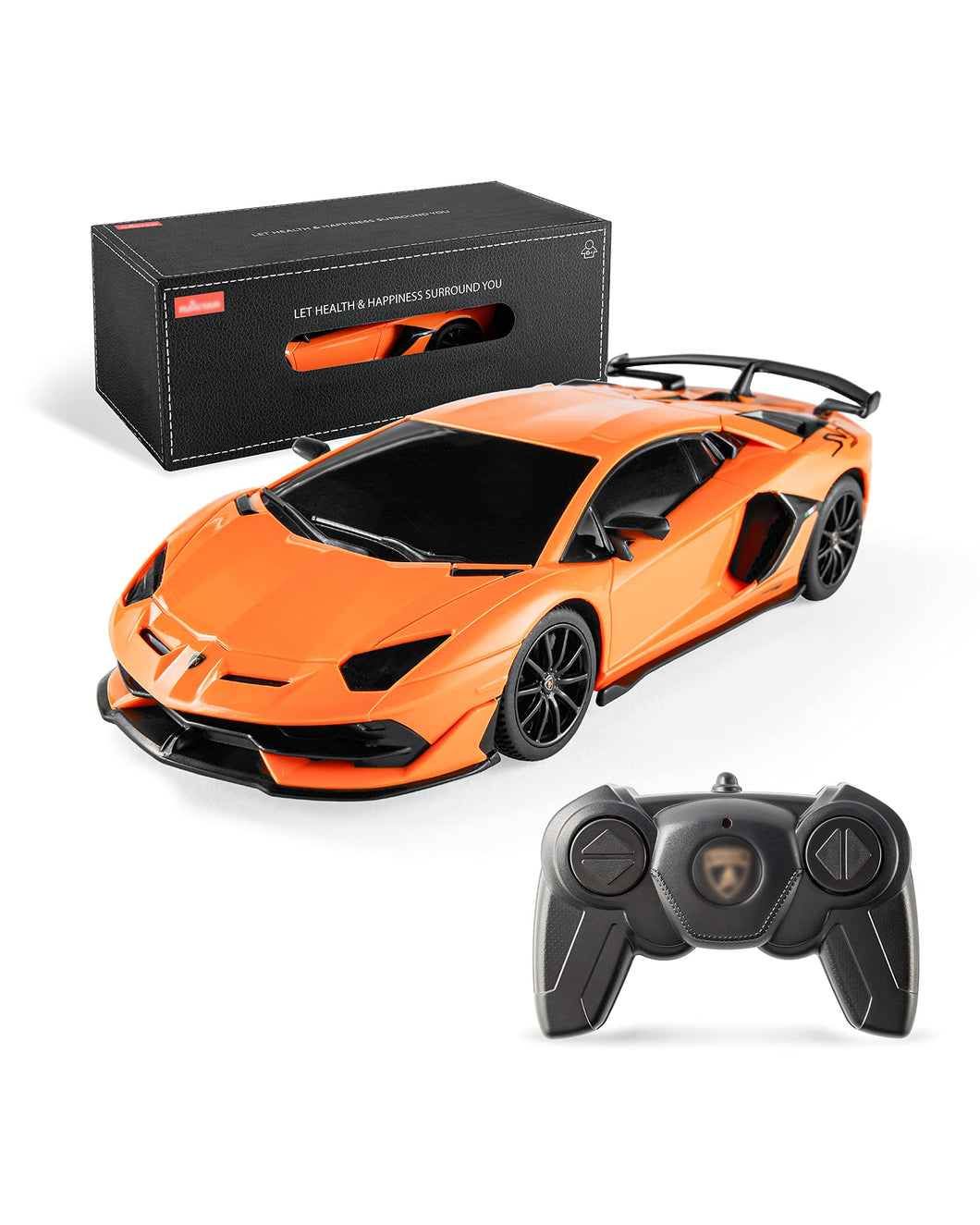 Remote Control Car Licensed RC Car, 1:24 Lambo Toy Car for Kids, Lambo SVJ Remote Control Model Car Electric (Orange)