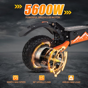 Electric Scooter,5600W Dual Motors Scooter,46 MPH Folding Commuting Electric Scooter Adults with Dual Braking & Shock Absorption