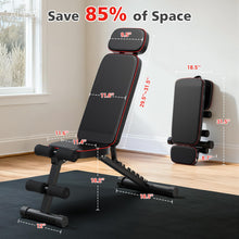 Load image into Gallery viewer, XDDIAS Workout Bench, 10 Backrests Adjustable Weight Bench with Extended Headrest, 800LBS Foldable Weight Bench for Home Gym, Incline Decline Flat Bench Compact for Small Space Training, Black
