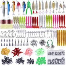 Load image into Gallery viewer, PLUSINNO 302Pcs Fishing Lures, Fishing Tackle Box with Tackle Included, Crankbaits, Spinnerbaits, Hooks, Weights &amp; Accessories - Freshwater Bass Fishing Gear Lure Bait Equipment Kit Gift for Men
