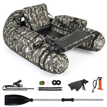Load image into Gallery viewer, Goplus Inflatable Float Tube, Fishing Belly Boat with Fish Ruler, Pump, Storage Bag, Adjustable Straps, Fishing Float Tube for Angling, 350LBS Load Capacity (Large Camouflage, W/Rod Holder)
