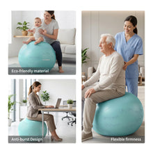 Load image into Gallery viewer, FITMIND Extra Thick Yoga Ball with Training Instruction, Anti-Burst Slip Resistant Exercise Ball -CYAN
