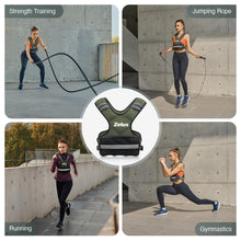 Load image into Gallery viewer, ZELUS Weighted Vest for Men and Women, Adjustable Body Weight Vest Exercise Set for Workouts, 4-10lb/11-20lb/20-32lb with 6 Ironsand Weights for Cardio Strength Training Walking Jogging, 11-20lb Green
