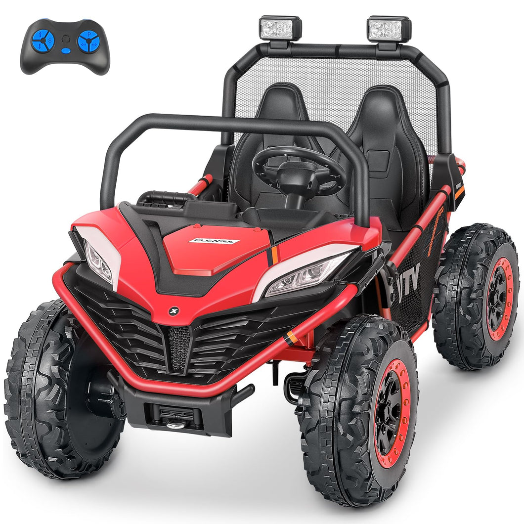 24V 2 Seater Ride on Car for Kids,10AH 4WD Powered Ride on Toy for Big Kids,4.5MPH Large Side by Side Electric Car, Red