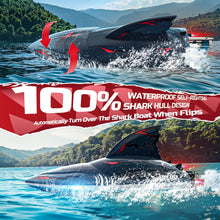 Load image into Gallery viewer, Fast Brushless RC Boat for Adults, 30+MPH 3S High Speed Remote Control Boat, Self-righting 2.4Ghz Speed Shark with LED Lights
