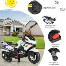 Load image into Gallery viewer, Kids Ride On Motorcycle, 12V Electric Battery Powered Ride On Bike w/Training Wheels, LED Lights (White)
