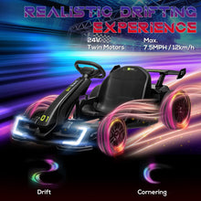Load image into Gallery viewer, 24V 7.5 MPH Electric Go Kart with Adjustable Seat, Drifting Car Battery Powered Ride on Toy Outdoor for 6-12 Years Old, Black
