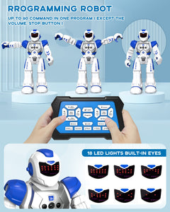 Toys for 6-9 Year Old Boys, Girls RC Robot Gifts for Kids Intelligent Programmable Robot (Blue&White)
