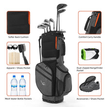 Load image into Gallery viewer, ANNCORD Golf Stand Bag 14 Way Top Dividers Full-Length with Stand, 7 Pockets, Lightweight Golf Bag for Men, Dual Strap, Rain Hood, Portable Golf Club Bag for Men Women, Gray/Black
