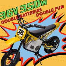 Load image into Gallery viewer, 36V 350W Electric Dirt Bike for Kids 8-14, Up to 16MPH Off-Road Electric Motorcycle with Explosion-Proof Tires - Yellow
