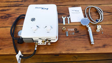 Load image into Gallery viewer, Flame King YSNAZ132 Portable Tankless Water Heater Propane Gas 5L 1.32GPM at 34,000 BTU, Outdoor Instant Hot Water Shower for RV, Camping, Farm, Cabins
