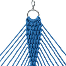 Load image into Gallery viewer, Original Pawleys Island Deluxe Coastal Blue DuraCord Rope Hammock – 13 ft. x 60 in., 2-Person, 450 lb Capacity, Oak Spreader Bar, Zinc-Plated Hardware, Handcrafted in the USA

