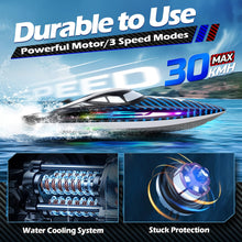 Load image into Gallery viewer, RC Remote Control Boat with 7 LED Light Modes Waterproof Electric Fast Speed Boat for Adults Kids 8-12 Lake Pool Water Play,Self-righting
