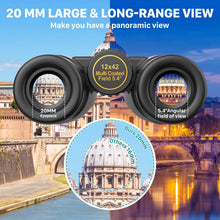 Load image into Gallery viewer, Kylietech 12x42 Binoculars BAK4 FMC Lens Waterproof Fogproof Phone Adapter
