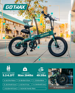 20" Electric Bike, Max Range 50 Miles & 20Mph Power by 350W, LCD Display & 5 Pedal-Assist Levels, Adult Folding Bike