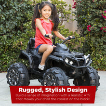 Load image into Gallery viewer, 12V Kids Ride-On Electric ATV, 4-Wheeler Quad Car Toy w/Bluetooth Audio, 3.7mph Max Speed - Black

