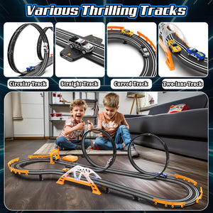 Slot Car Race Track Sets for Boys,Race Car Track with 4 High-Speed Slot Cars,Battery or Electric Car Track