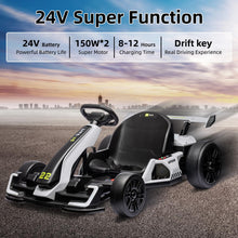 Load image into Gallery viewer, 24V Electric Go Kart,300W Powerful Drift Kart for Kids, Electric Pedal Kart, with 300W Strong Motor-White
