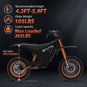 Electric Dirt Bike Teens Adults - 48V 21AH Electric Bicycle 14"/12" Fat Tire Off Road High Torque Mini E Motocross Motorcycle