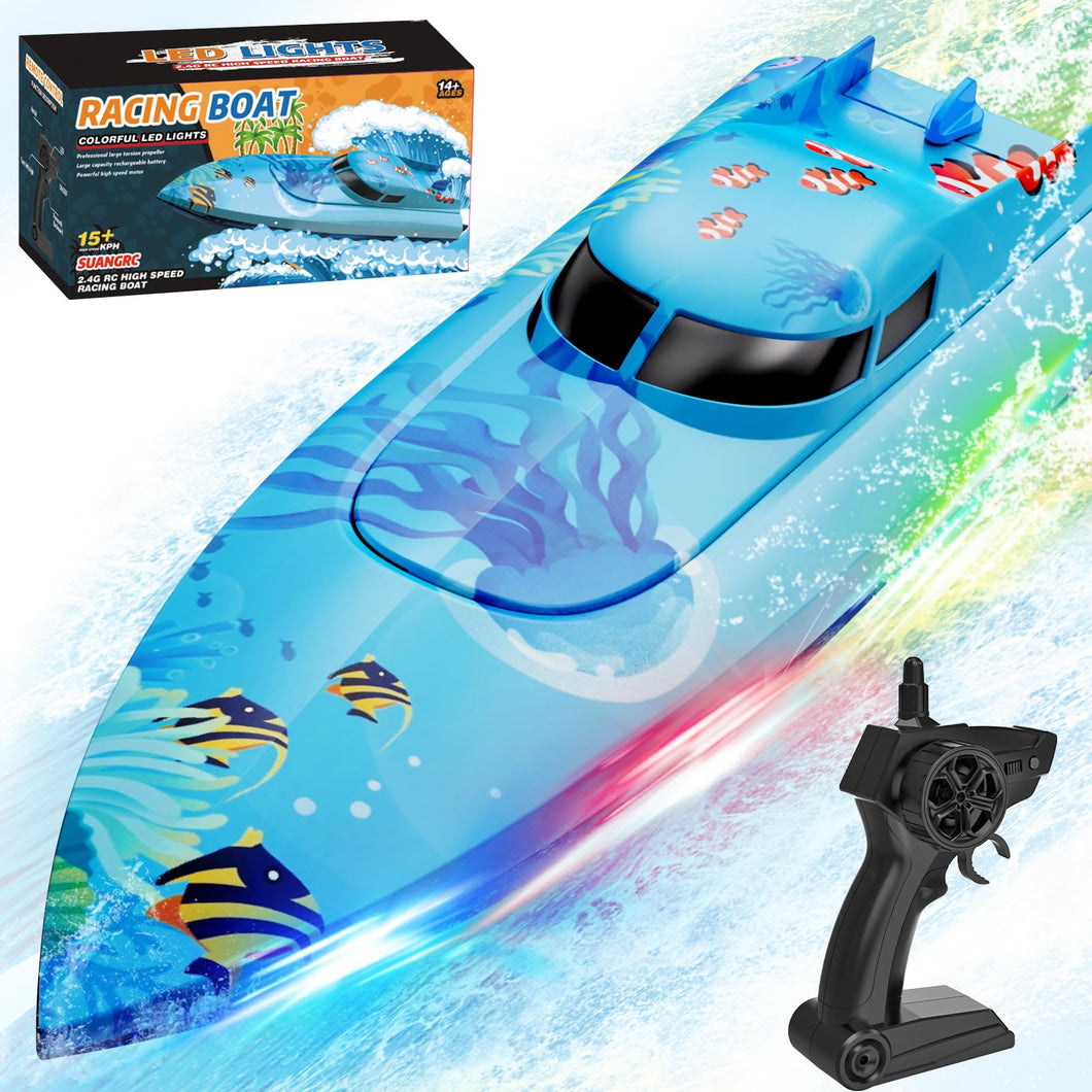 918 RC Boat, Remote Control Boat for Adults, Water Boats with LED Light for Kids, RC Ship, Summer Toys for Pools and Lakes, Toy Gift