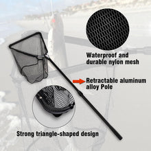 Load image into Gallery viewer, Fiblink Folding Aluminum Fishing Landing Net Fish Net with Extending Telescoping Pole Handle(Extend Length: 44-60 inches-with Larger net)
