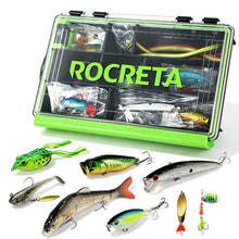 Load image into Gallery viewer, ROCRETA Fishing Lures Kit with Tackle Box, Trout, Bass Fishing Kit
