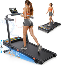 Load image into Gallery viewer, Foldable Walking Pad with 0-15% 9-Levels Auto Incline and Handle Bar - Blue Orange
