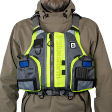 Load image into Gallery viewer, BLUESTORM Kinetic Fishing Life Jacket (PFD) | Fully Adjustable | Slim Back | Large Pockets | US Coast Guard Approved | for Kayaking, Fishing and More (Hi-Vis Green, Small/Medium)
