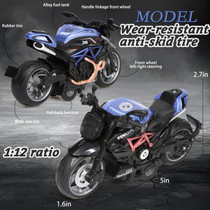 4-Pack Pull-Back Motorcycle Toys - Friction Powered Kids Toy Cars with Lights, Sounds & Automatic Drive2