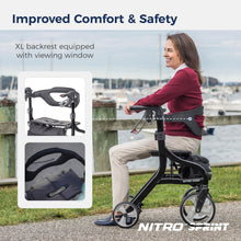 Load image into Gallery viewer, Drive Medical Nitro Sprint Foldable Rollator Walker with Seat - Lightweight Support - Large Wheels - Compact Folding Design - Adjustable Comfort - Standard Size - Black
