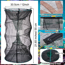 Load image into Gallery viewer, Woanger 3 Pcs Minnow Trap, Include 2 Fishing Bait Trap 1 Cylindrical Hexagon Crab Crawfish Trap, Lobster Shrimp Collapsible Cast Nets Portable Folded Fishing Accessories,12x21.65 Inches
