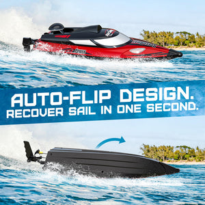 Large RC Boat, 18 inch Big Remote Control Boat for Adults, 35KMH Fast Speed RC Boat for Lake Ocean, Ideal Gifts for Kids Boy - TX125 Red