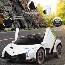 Load image into Gallery viewer, 2-Seater Ride on Car, Licensed Lamborghini Poison, 12V Battery Powered Kids Car w/ 2.4G Remote Control, 3 Speed, White
