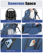 Load image into Gallery viewer, Findway 14 Way Golf Stand Bag [Upgrated Generous Space] Lightweight Golf Bag with Stand, Durable Golf Club Bag with Padded Dual Strap &amp; Rain Cover for Men and Women
