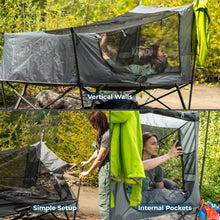 Load image into Gallery viewer, Kakadu Camping Tent Cot, 1 Person, 1 Minute Easy Setup, Folding, Compact, Elevated Tent with BlockOut Rain Fly, Awning Poles, Ultra-Fine Mesh Windows, and Carry Bag
