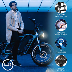 Hover-1 Pro Series Altai R500 Electric Bicycle with 28 mph Max Speed, 500W Motor, Average Range of 60 Miles and 20” Fat Tires