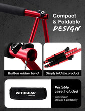 Load image into Gallery viewer, WITHGEAR Folding Push Up Bar Swan Red | Portable &amp; Lightweight Sturdy Duralumin Metal Pushup Bar Stand w/ Carry Bag | Home Workout Equipment Push Up Bars for Men and Women | Push Up Handles for Floor (RED)

