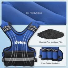 Load image into Gallery viewer, ZELUS Weighted Vest for Men and Women, Adjustable Body Weight Vest Exercise Set for Workouts, 4-10lb/11-20lb/20-32lb with 6 Ironsand Weights for Cardio Strength Training Walking Jogging, 11-20lb. Blue
