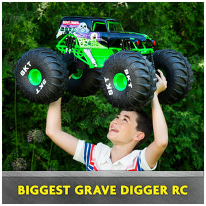 Monster Jam, Official Mega Grave Digger All-Terrain Remote Control Monster Truck, Over 2 Ft. Tall, 1:6 Scale, Kids