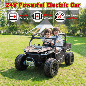 XL Ride On Dump Truck with Electric Dump Bed, 24V 2 Seater Ride on Toys Car with Remote Control, 4WD Kids Electric Car, Black