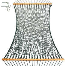 Load image into Gallery viewer, Original Pawleys Island Large Green DuraCord Rope Hammock – 13 ft. x 55 in., 2-Person, 450 lb Capacity, Oak Spreader Bar, Zinc-Plated Hardware, Handcrafted in the USA
