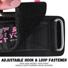 Load image into Gallery viewer, Weight Lifting Hooks with Wrist Wraps, Deadlifts &amp; Pull-Ups (Set of 2) - Pink
