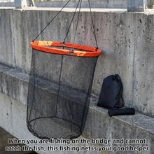 Load image into Gallery viewer, Aqwxc Foldable Bridge and Pier Fishing Landing Net - High Load-Bearing Aluminum Ring Drop Net for Saltwater Freshwater - Collapsible Basket with 50 FT Rope
